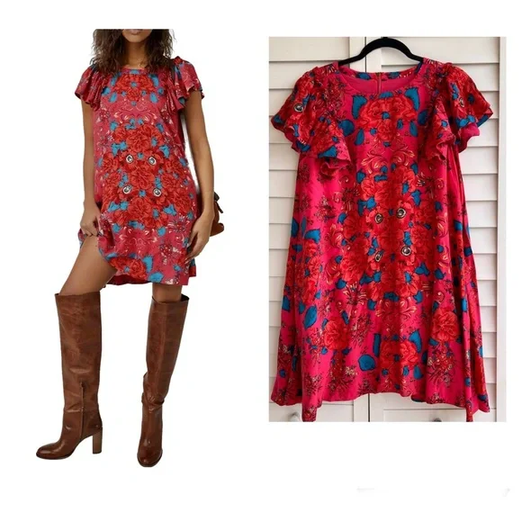 FREE PEOPLE Yara Printed Mini/Dress/ Bohemian/Floral/ Valentine's Day/  Size: S-M